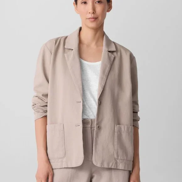 Eillen Fisher Garment-Dyed Utility Cotton Blazer - Picture 1 of 10
